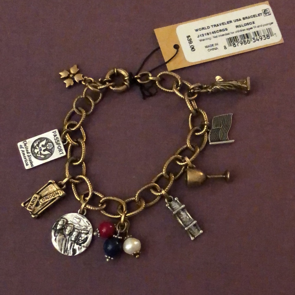 Patricia Nash World Traveler USA Charm Bracelet RGLDSOX NWT - Picture 3 of 12